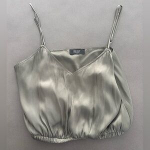 The Reset Crop Satin Camisole - Green